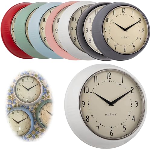 LS-LebenStil Vintage Metall Wanduhr Creme Weiß 23cm Küchenuhr Bürouhr Rund Retro Nostalgie ideal im Schlafzimmer Flur Büro Küche Wohnzimmer Esszimmer leise lautlos kein Ticken mit großen Ziffern von LS-LebenStil
