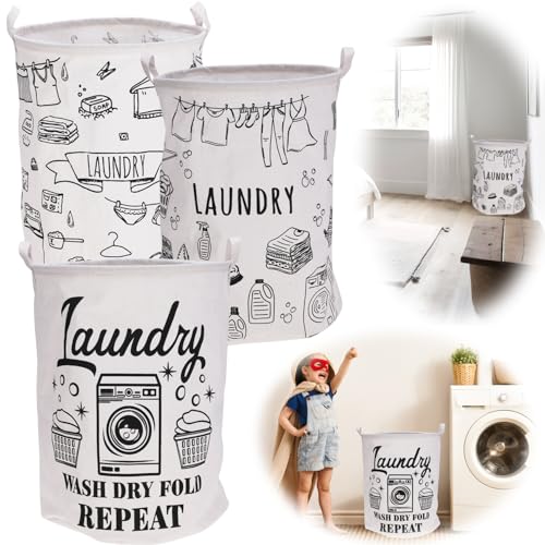 LS-LebenStil Vintage Wäschekorb - Laundry Wash 62L - 50x40cm Creme - Faltbar- Wäschebox Wäschesack Wäschesammler Wäschesortierer Aufbewahrungsbox mit Griffen für Kleidung, Handtücher, Spielzeug von LS-LebenStil