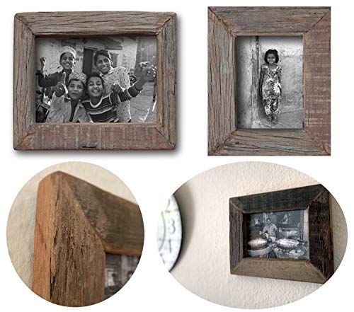 LS-LebenStil Vintage Wand Bilderrahmen Unika - Fundholz Recycelt - Rustikal Braun - 10x15cm - Retro Fotorahmen Leerrahmen für Leinwand Bilder Passepartouts zum Aufhängen Collage Photo Frames von LS-LebenStil