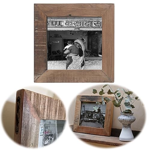 LS-LebenStil Vintage Wand Bilderrahmen Unika - Fundholz Recycelt - Rustikal Braun - 20x15cm - Retro Fotorahmen Leerrahmen für Leinwand Bilder Passepartouts zum Aufhängen Collage Photo Frames von LS-LebenStil