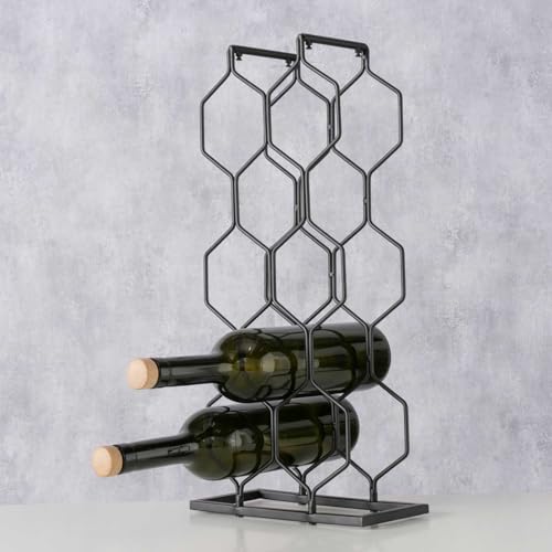 LS-LebenStil Weinregal Weinständer Metall 48cm Schwarz für 8 Flaschen schmal Flaschenregal Flaschenhalter Weinständer Flaschenständer Weinhalter von LS-LebenStil