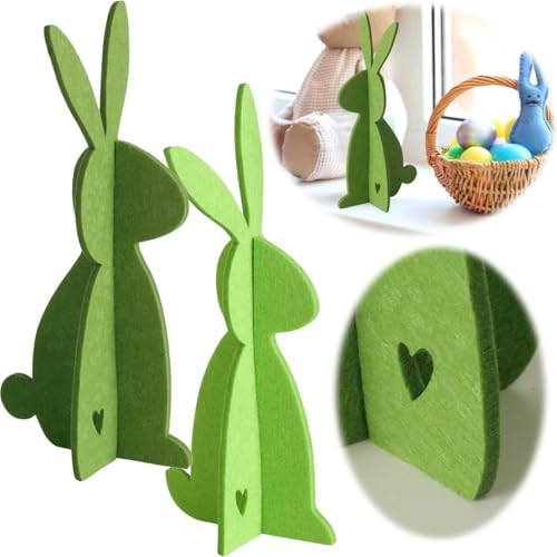 LS-LebenStil XL Filz Osterhasen Aufsteller Grün 30cm 2´er Set Groß Figur Hase Ostern stehend zum Hinstellen Osterdeko Frühling Osterfiguren Tisch-Deko Osterhasen-Figur Wohnzimmer Fensterbank von LS-LebenStil