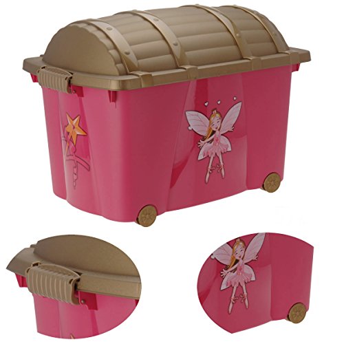 LS-LebenStil XL Kinder Spielzeugkiste Prinzessin 61x40x44cm Schatzkiste Rollbox von LS-LebenStil