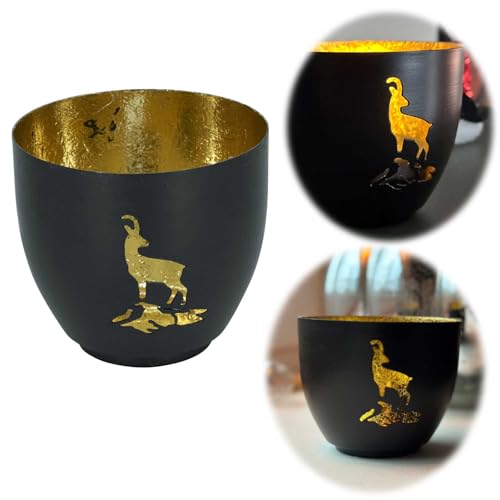 LS-LebenStil XL Metall Teelichthalter 10x9cm Steinbock Schwarz Gold Votiv Kerzenhalter Windlicht Teelichtständer Windlichthalter Votivkerzenhalter für Votivkerzen und Teelichter LS-LebenStil XL Metall Teelichthalter 10x9cm Steinbock Schwarz Gold Votiv Kerzenhalter Windlicht Teelichtständer Windlichthalter Votivkerzenhalter für Votivkerzen und Teelichter von LS-LebenStil