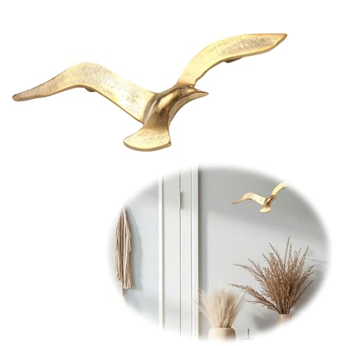 LS-LebenStil XL Wand-Deko Möwe - 35cm Gold Alu - Maritim Vogel Wand-Objekt Wandhänger Deko-Figur Wand-Kunst Hänge-Dekoration Wohnzimmer Schlafzimmer Badezimmer Flur Wohn-Dekoration zum Aufhängen LS-LebenStil XL Wand-Deko Möwe - 35cm Gold Alu - Maritim Vogel Wand-Objekt Wandhänger Deko-Figur Wand-Kunst Hänge-Dekoration Wohnzimmer Schlafzimmer Badezimmer Flur Wohn-Dekoration zum Aufhängen von LS-LebenStil