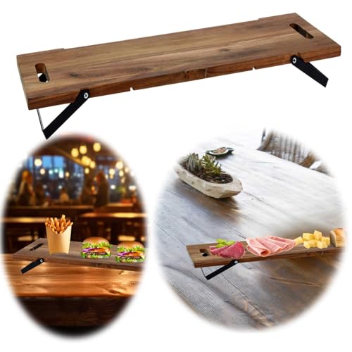 LS-LebenStil XXL Akazie Serviertablett 67cm klappbar Griff Tapas Holz-Tablett Deko-Tablett Frühstückstablett Betttablett Servierbrett Lebensmittelecht zum Hinstellen von LS-LebenStil