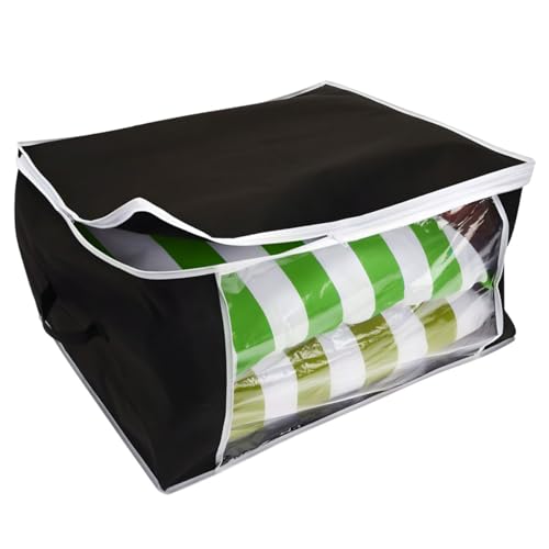 LS-LebenStil Unterbettkommode XXL Jumbo 60x45x30cm Schwarz Stoff Aufbewahrungsbox Kleiderbox Kleidersack Rechteck Unterbettbox Vlies Aufbewahrungstasche Bettdecken, Kleidung faltbar Sichtfenster von LS-LebenStil
