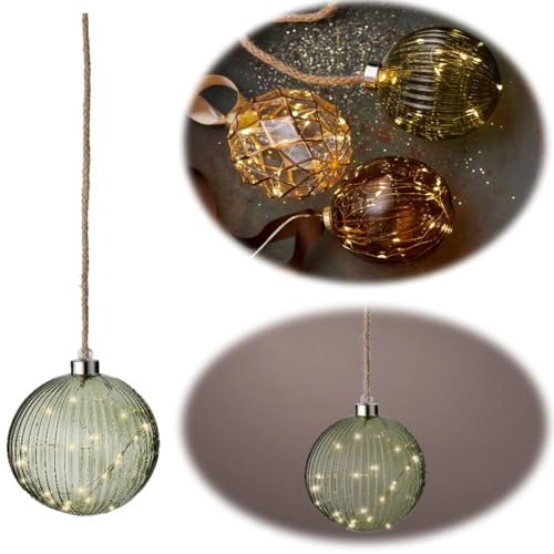 LS-LebenStil XXL Deko Glas Licht-Kugel 30 LED 14cm Grün Silber Timer Batterie-Fach Gold zum Anhängen LS-LebenStil XXL Deko Glas Licht-Kugel 30 LED 14cm Grün Silber Timer Batterie-Fach Gold zum Anhängen von LS-LebenStil