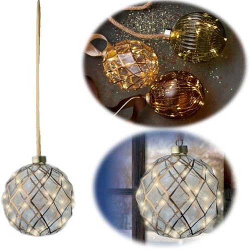 LS-LebenStil XXL Deko Glas Licht-Kugel 30 LED 14cm Klar Gold Timer Batterie-Fach Gold zum Anhängen LS-LebenStil XXL Deko Glas Licht-Kugel 30 LED 14cm Klar Gold Timer Batterie-Fach Gold zum Anhängen von LS-LebenStil
