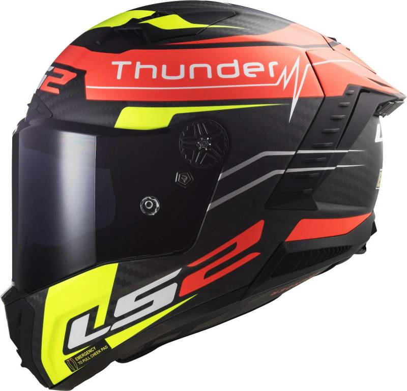 LS2 Integralhelm FF805 THUNDER CARBON XS Schwarz / Rot / Gelb von LS2