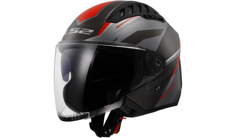 LS2 Jethelm OF600 Copter II M Schwarz / Grau / Rot Diston von LS2