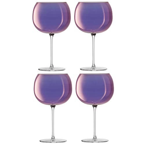 LSA Aurora Luftballonglas, 680 ml, Polarviolett, 4 Stück, handbemalte Glaswaren, AR04 von LSA International