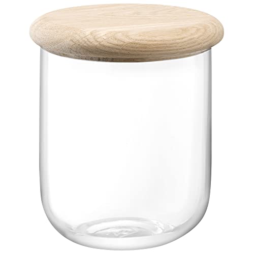 LSA Dine Container & Eichendeckel Ø12,5 cm H14 cm | 1 Einheit | mundgeblasenes & handgefertigtes Glas | handgehobeltes Holz | DI64 von LSA International