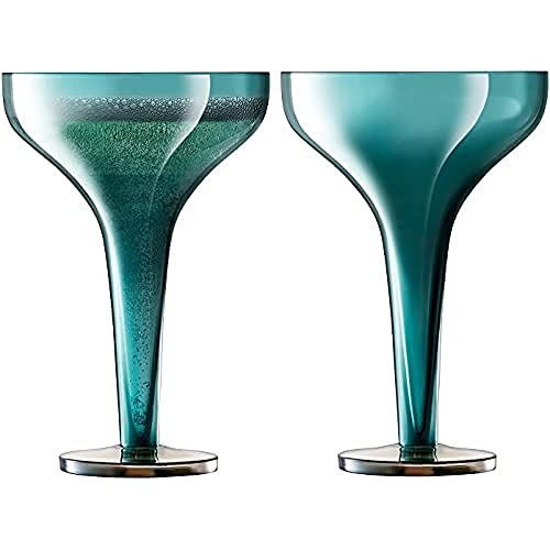 LSA Epoque Sektschalen 150ml Pfauenblau/Lüster x 2, Glas von LSA International