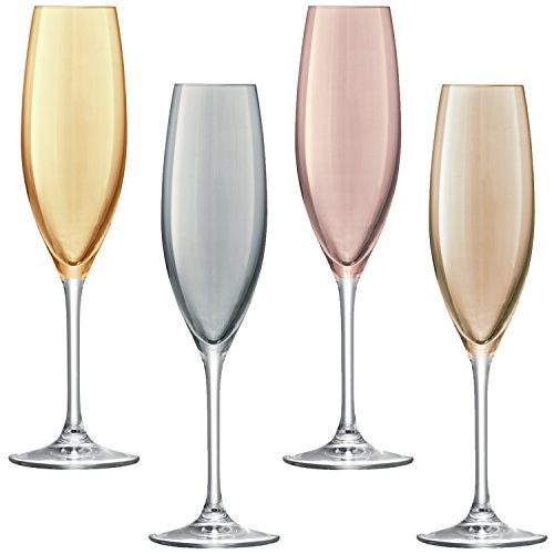 LSA Polka, Glas, Sektkelch Metall Sortiert, 4 Stück (1er Pack), 4 von LSA