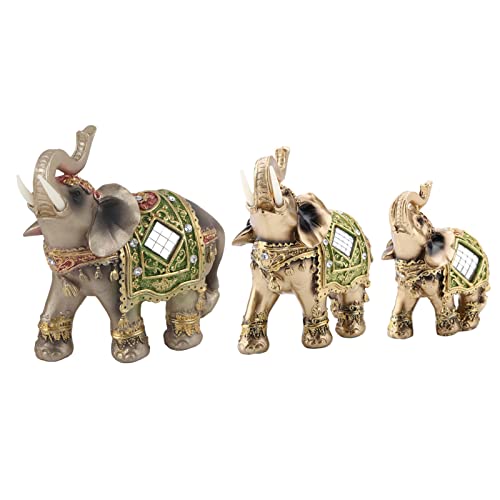 LSAR Elefantenstatue, Glückliche Elefantenfigur, Grüne Polyresin-Elefant-Statue, Reichtum Glückselefant-Figur, Elefanten-Harz-Statue, Perfekt für Home-Office-Dekor-Geschenk(L) von Pomya