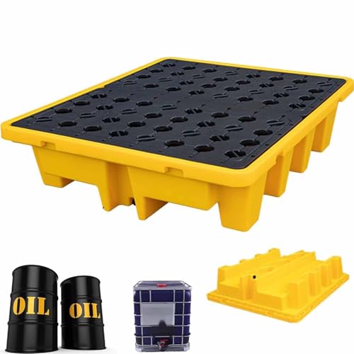 Auffangplattform Für 1/2/4 Fässer Mit Abfluss, Stapelbare Modulare Auffangwanne Für Tonnenfässer, Lagerhallen, Fabrik-ölfässer, Auffangpalette,130 * 110 * 30cm von LSBHPPD
