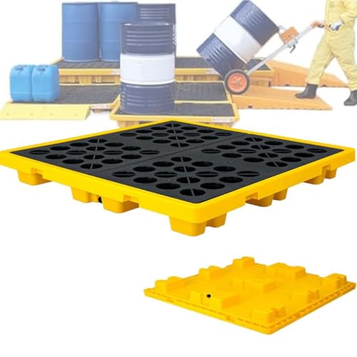 Auffangplattform Für 1/2/4 Fässer Mit Ablauf Und Gabelstaplertaschen, Stapelbare Modulare Auffangwanne Für Tonnenfässer, Auslaufsichere Polyethylenbasis,130 * 130 * 15cm von LSBHPPD