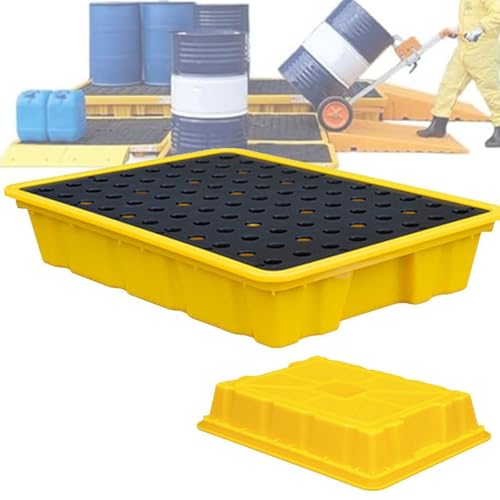 Auffangplattform Für 1/2/4 Fässer Mit Ablauf Und Gabelstaplertaschen, Stapelbare Modulare Auffangwanne Für Tonnenfässer, Auslaufsichere Polyethylenbasis,66 * 36 * 12cm von LSBHPPD
