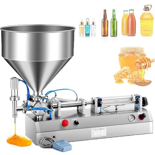 LSBHPPD Paste-Flüssigkeitsfüllmaschine, quantitative Füllmaschine aus Edelstahl, pneumatische Füllmaschine, Verschiedene Auswahlmöglichkeiten, 25 Flaschen/Min., für Creme-Shampoo,Honig,1000ml von LSBHPPD