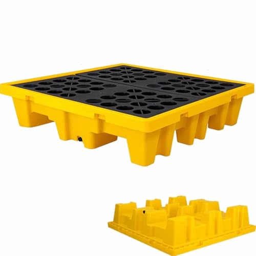 Modulare Auffangwanne,Polyethylen-Auffangplattform Für 1/2/4 Fässer Mit Gitterrost,ölfässer,Chemikalienfässer,Palette Zur Verhinderung Von Auslaufrisiken in Tonnenfässern,130 * 68 * 30cm von LSBHPPD