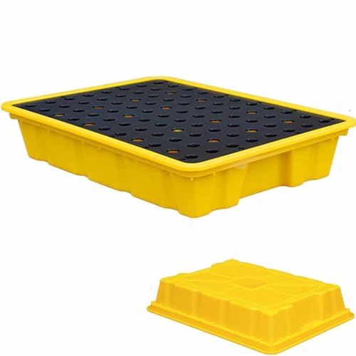 Modulare Auffangwanne,Polyethylen-Auffangplattform Für 1/2/4 Fässer Mit Gitterrost,ölfässer,Chemikalienfässer,Palette Zur Verhinderung Von Auslaufrisiken in Tonnenfässern,50 * 36 * 10cm von LSBHPPD