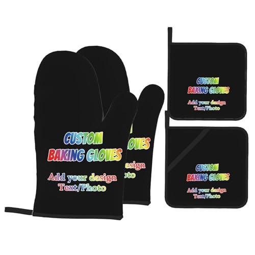 LSDINDF Personalisierte Ofenhandschuhe, Witzige Ofenhandschuhe mit eigenem Text/Foto, für Freunde und Familie als Geschenk zum Kochen, Backen und Grillen in der Küche. von LSDINDF