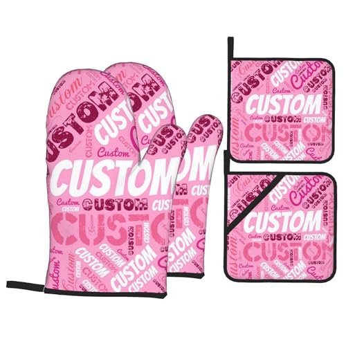 LSDINDF Personalisierte Ofenhandschuhe, Witzige Ofenhandschuhe mit eigenem Text/Foto, für Freunde und Familie als Geschenk zum Kochen, Backen und Grillen in der Küche. von LSDINDF