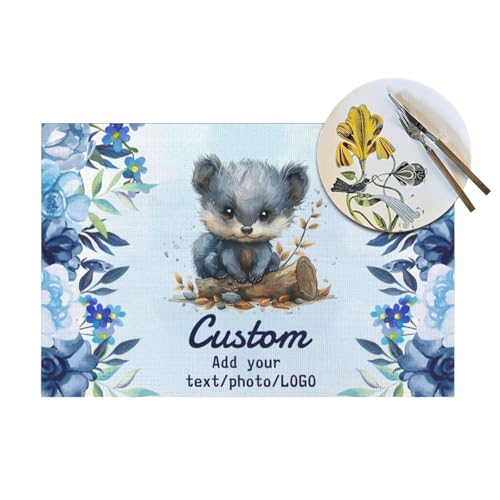 LSDINDF Personalisierte Tischsets, Personalisierbares Tischset Bedrucken mit Foto/Text, Tischset Kinder mit Name, rutschfeste, Hitzebeständig und waschbar. von LSDINDF