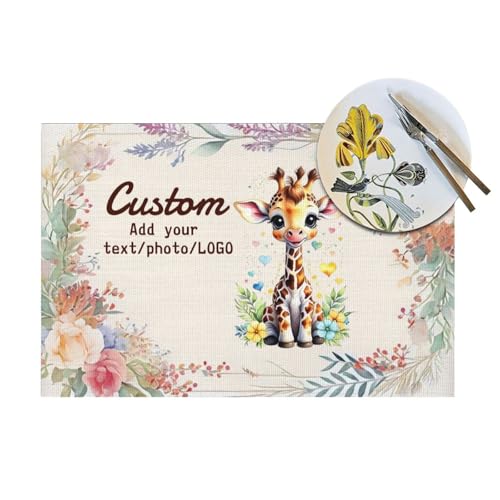 LSDINDF Personalisierte Tischsets, Personalisierbares Tischset Bedrucken mit Foto/Text, Tischset Kinder mit Name, rutschfeste, Hitzebeständig und waschbar. von LSDINDF