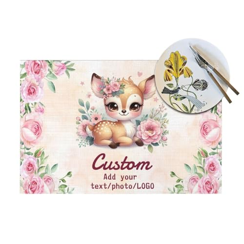 LSDINDF Personalisierte Tischsets, Personalisierbares Tischset Bedrucken mit Foto/Text, Tischset Kinder mit Name, rutschfeste, Hitzebeständig und waschbar. von LSDINDF