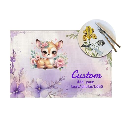 LSDINDF Personalisierte Tischsets, Personalisierbares Tischset Bedrucken mit Foto/Text, Tischset Kinder mit Name, rutschfeste, Hitzebeständig und waschbar. von LSDINDF