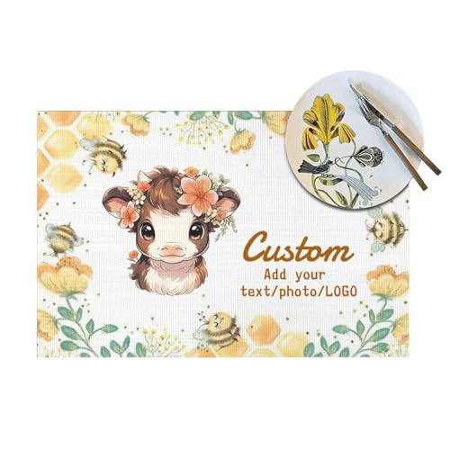 LSDINDF Personalisierte Tischsets, Personalisierbares Tischset Bedrucken mit Foto/Text, Tischset Kinder mit Name, rutschfeste, Hitzebeständig und waschbar. von LSDINDF