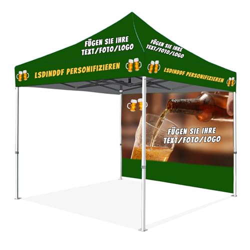 LSDINDF Personalisierter Pop Up Pavillon, Faltpavillon Camping, Personalisierter Pavillon mit Seiten, fügen Sie Ihren Text/Foto/Logo hinzu, für Veranstaltung, Werbung, Geschäftspräsentation. von LSDINDF