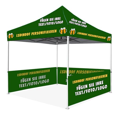 LSDINDF Personalisierter Pop Up Pavillon, Faltpavillon Camping, Personalisierter Pavillon mit Seiten, fügen Sie Ihren Text/Foto/Logo hinzu, für Veranstaltung, Werbung, Geschäftspräsentation. von LSDINDF