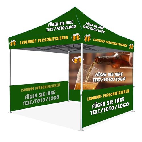LSDINDF Personalisierter Pop Up Pavillon, Faltpavillon Camping, Personalisierter Pavillon mit Seiten, fügen Sie Ihren Text/Foto/Logo hinzu, für Veranstaltung, Werbung, Geschäftspräsentation. von LSDINDF