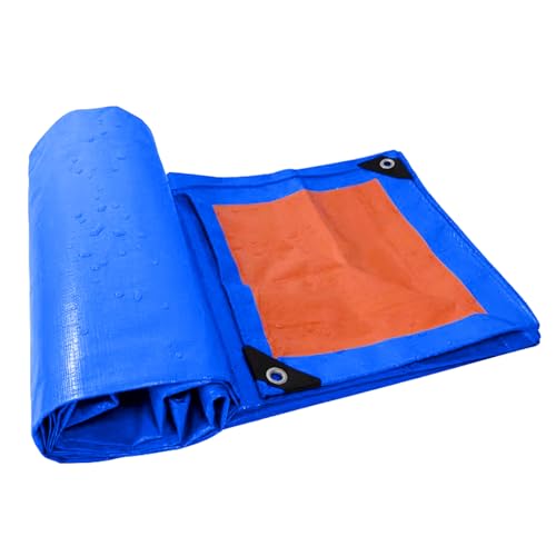 Sonnensegel wasserdicht, Mehrzweck-Plane, einfach zu verstauen, Auto, Garten, Zuhause, reißfester Schutz, UV-, Staub-, Regen-, Schneeschutz, große Mehrzweck-Plane Blue Orange 5x10 M von LSDINDF