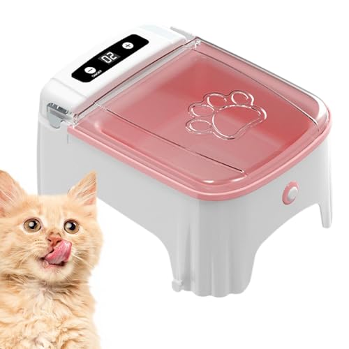 Hundenapf Automatischer Katzenfutterspender | Automatischer zeitgesteuerter Tierfutterspender mit Sensor, elektrischer Futterspender for Trockenfutter, Futternapf for Kätzchen(Pink) von LSDLOUYAQNG