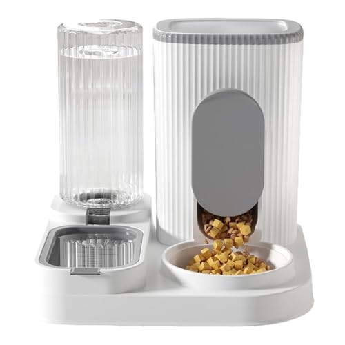 Hundenapf Automatischer Katzenfutterspender – Katzenfutter- und Wasserspender, 2-in-1-Haustierbedarf mit großer Kapazität und abnehmbarem Futternapf, Wassernapf for Welpen und Kätzchen(Gray) von LSDLOUYAQNG