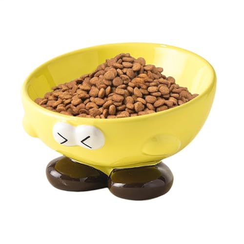 Hundenapf Erhöhte Katzennäpfe, erhöhter Futternapf for Haustiere – Komfort-Futternäpfe gegen Erbrechen for kleine Welpen und mittelgroße Tiere(Yellow) von LSDLOUYAQNG