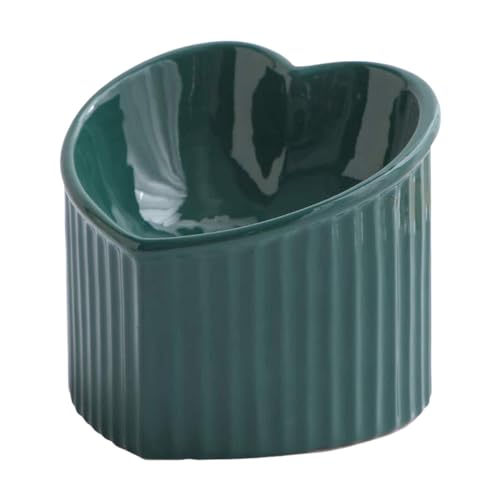 Hundenapf Erhöhte Katzennäpfe aus Keramik – geneigter Futter- und Wassernapf for Haustiere, herzförmiger, schräger Katzennapf, Futter- oder Wassernäpfe for Katzen und kleine Haustiere(Green) von LSDLOUYAQNG