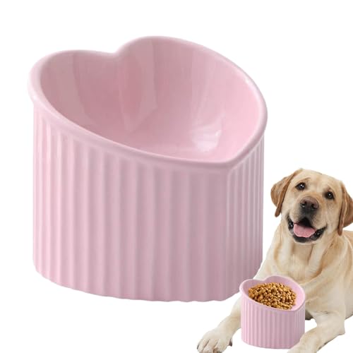 Hundenapf Erhöhte Katzennäpfe aus Keramik – geneigter Futter- und Wassernapf for Haustiere, herzförmiger, schräger Katzennapf, Futter- oder Wassernäpfe for Katzen und kleine Haustiere(Pink) von LSDLOUYAQNG