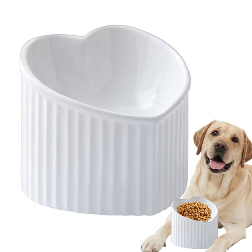 Hundenapf Erhöhte Katzennäpfe aus Keramik – geneigter Futter- und Wassernapf for Haustiere, herzförmiger, schräger Katzennapf, Futter- oder Wassernäpfe for Katzen und kleine Haustiere(White) von LSDLOUYAQNG