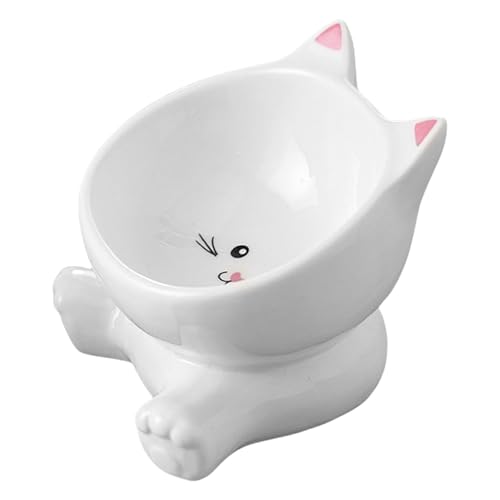 Hundenapf Erhöhter Katzennapf, Futternapf for Katzen mit Tierohren – wiederverwendbarer Futterbehälter, Futternapf aus Keramik for kleine, mittelgroße und große Tierrassen(Pink) von LSDLOUYAQNG
