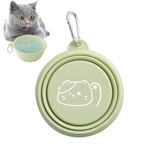 Hundenapf Faltbarer Hundenapf, Faltbare Näpfe for Füttern von Katzen und Hunden, Trinkbegleiter for Outdoor-Abenteuer mit kleinen bis großen Haustieren for Wandern, Reisen und Ausgehen(Light Green) von LSDLOUYAQNG