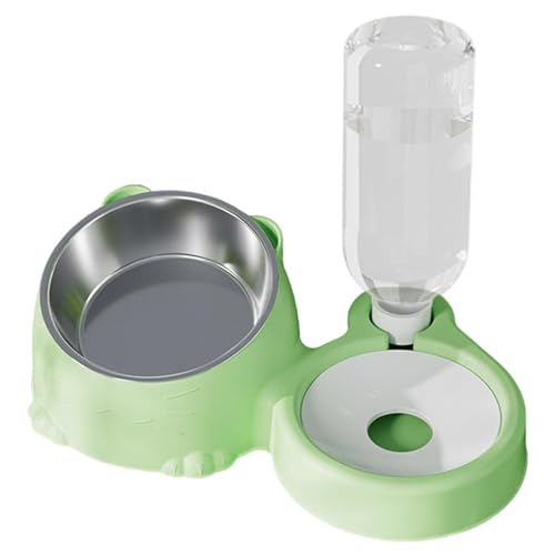 Hundenapf Futter- und Wassernäpfe for Katzen, geneigte Futternäpfe for Welpen – Wasserspender und Edelstahlnapf for Katzen und Hunde, abnehmbarer geneigter Napf for Haustiere(Green) von LSDLOUYAQNG