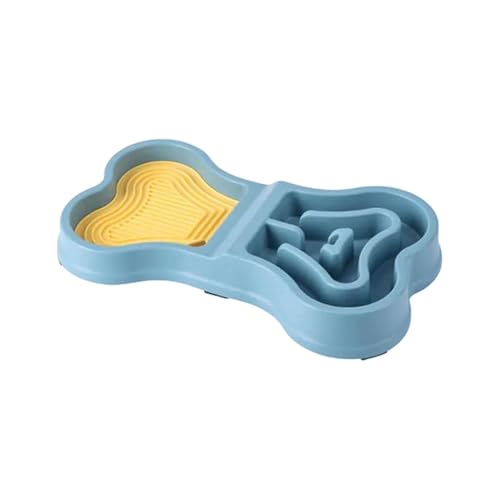 Hundenapf Futter- und Wassernäpfe – rutschfester Futternapf for langsames Fressen, tragbarer Puzzle-Futterspender for Hunde, Welpen, Zuhause, Reisen, drinnen und draußen(Blue) von LSDLOUYAQNG