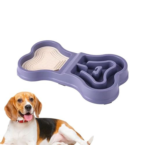 Hundenapf Futter- und Wassernäpfe – rutschfester Futternapf for langsames Fressen, tragbarer Puzzle-Futterspender for Hunde, Welpen, Zuhause, Reisen, drinnen und draußen(Purple) von LSDLOUYAQNG