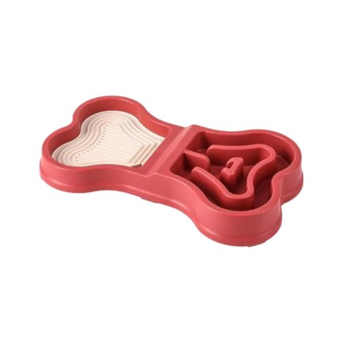 Hundenapf Futter- und Wassernäpfe – rutschfester Futternapf for langsames Fressen, tragbarer Puzzle-Futterspender for Hunde, Welpen, Zuhause, Reisen, drinnen und draußen(Red) von LSDLOUYAQNG