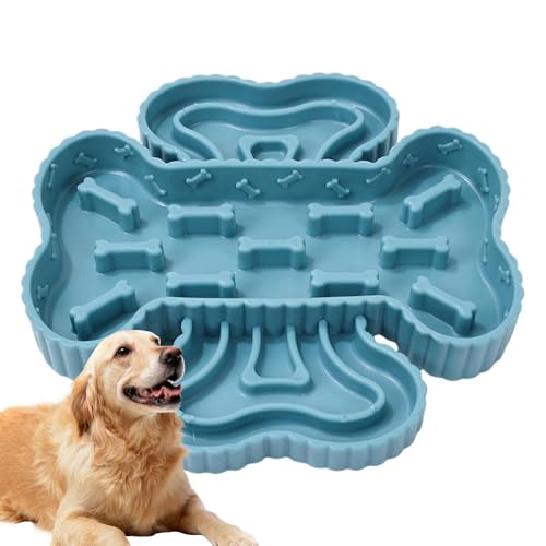 Hundenapf Hundenäpfe mit langsamer Fütterung, Saugnapf for Haustiere, Anti-Schlingen-Hundefutterautomat for geistige Stimulation, Langeweile, Reisen, Welpentraining im Freien(Blue) von LSDLOUYAQNG